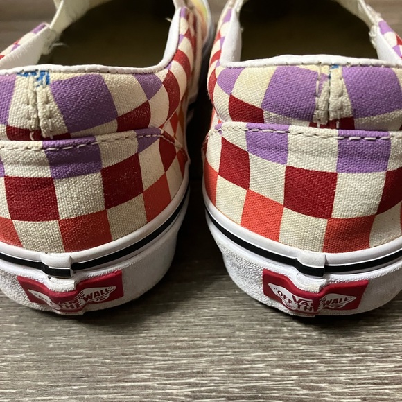 Vans Asher Canvas Slip On Sneakers Sz 8 White Rainbow Checkerboard - Picture 7 of 14